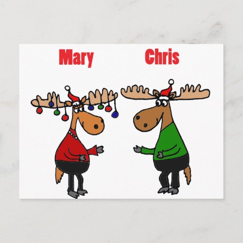Funny Merry Christmoose Cartoon Holiday Postcard