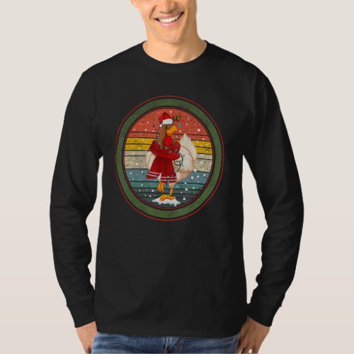 Funny Merry Cluckmas Chicken Christmas Retro Vinta T_Shirt