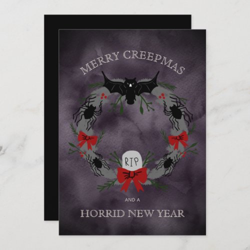 Funny Merry Creepmas Wreath Holiday Card
