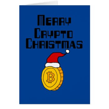 Funny Merry Crypto Christmas Bitcoin In Santa Hat by ChristmasSmiles at Zazzle