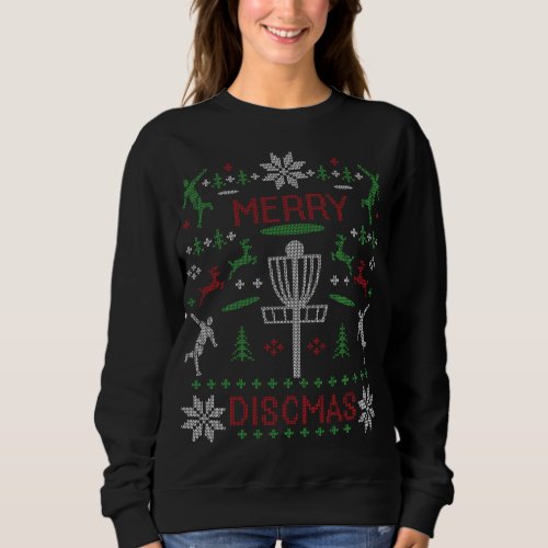Funny Merry Discmas Disc Golf Ugly Christmas Sweat Sweatshirt