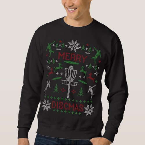 Funny Merry Discmas Disc Golf Ugly Christmas Sweat Sweatshirt