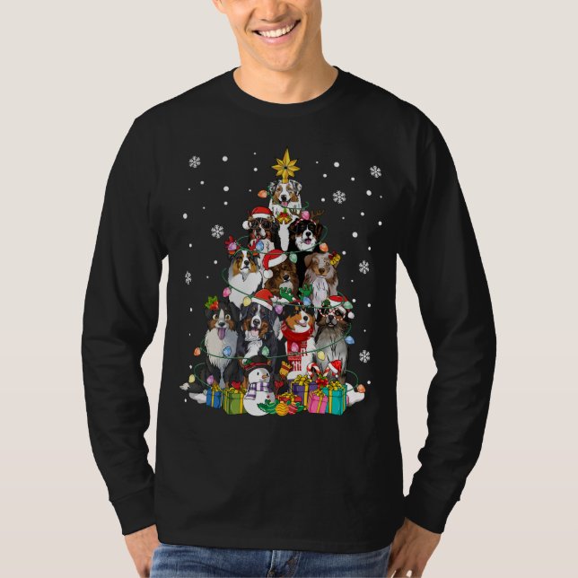 Funny Merry Dogmas Australian Shepherd Dog Christm T-Shirt (Front)