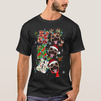 Funny Merry Dogmas Pug Dog Lovers Santa Hat Lights T-Shirt