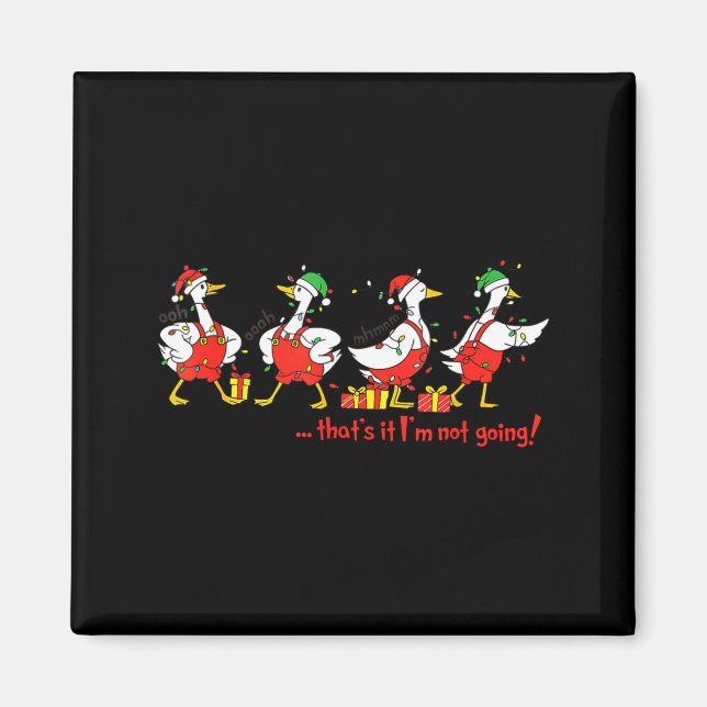 Funny Merry Duckmas Quackmas Pajama Duck Christmas Magnet (Front)