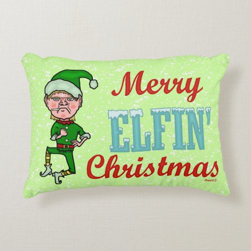 Funny Merry Elfin Christmas Bah Humbug Accent Pillow