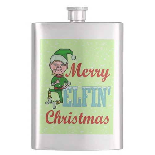 Funny Merry Elfin Christmas Bah Humbug Flask