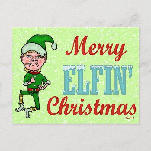 Funny Merry Elfin Christmas Bah Humbug Holiday Postcard