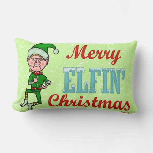 Funny Merry Elfin Christmas Bah Humbug Lumbar Pillow