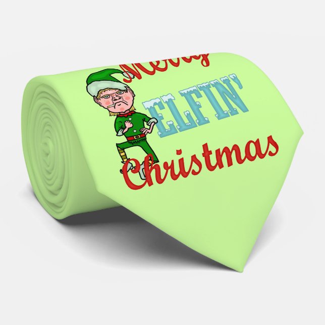 Funny Merry Elfin Christmas Bah Humbug Neck Tie (Rolled)