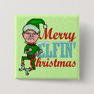 Funny Merry Elfin Christmas Bah Humbug Pinback Button