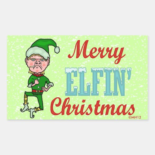 Funny Merry Elfin Christmas Bah Humbug Rectangular Sticker