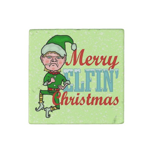 Funny Merry Elfin Christmas Bah Humbug Stone Magnet