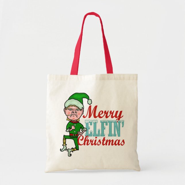Funny Merry Elfin Christmas Bah Humbug Tote Bag (Front)