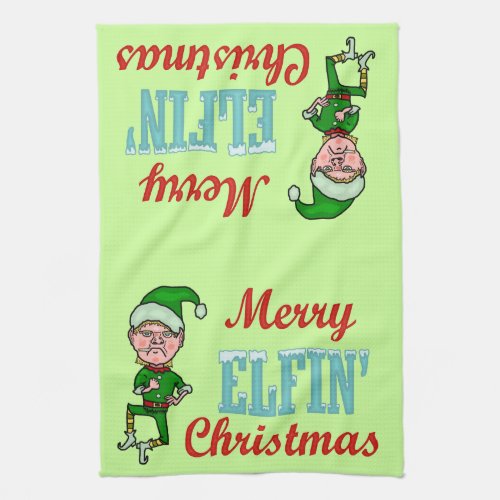 Funny Merry Elfin Christmas Bah Humbug Towel
