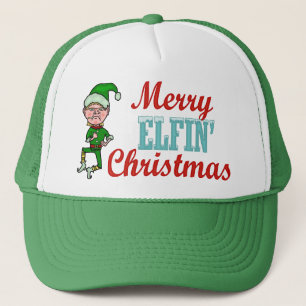 Funny Merry Elfin Christmas Holiday Elf Humor Trucker Hat