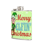 Funny Merry Elfin Christmas Pun Hip Flask (Left)