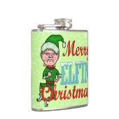 Funny Merry Elfin Christmas Pun Hip Flask (Right)
