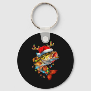 Funny Merry Fishmas B Fish Fishing Christmas Xmas Keychain