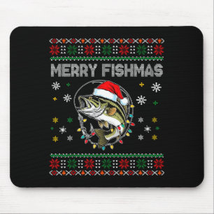 Funny Merry Fishmas B Fishing Christmas Ugly Sweat Mouse Pad