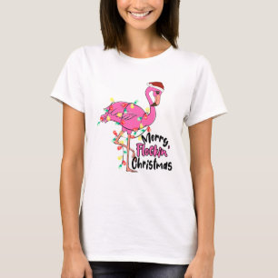 Funny Merry Flockin Christmas Flamingo T-Shirt