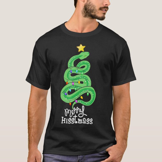 Funny Merry Hisstmass python Snake Merry tree T-Shirt (Front)