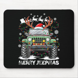 Funny Merry Jeepmas Ugly Light Reindeer Christmas  Mouse Pad