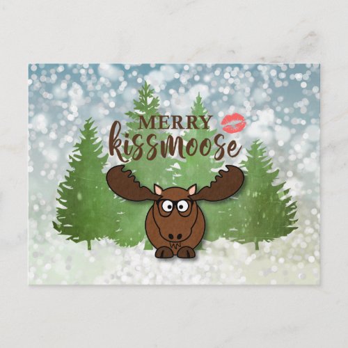 Funny Merry KISSMOOSE Customizable Greeting Holiday Postcard