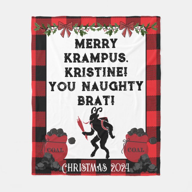 Funny Merry Krampus Personalized Custom Christmas  Fleece Blanket (Front)