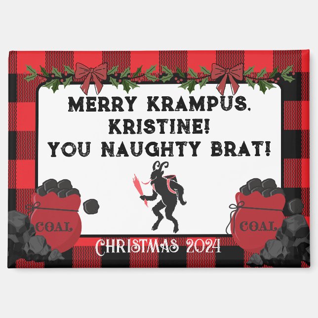 Funny Merry Krampus Personalized Custom Christmas  Magnet (Front)