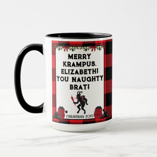 Funny Merry Krampus Personalized Custom Christmas  Mug (Left)