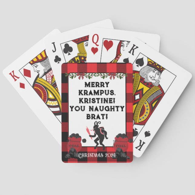 Funny Merry Krampus Personalized Custom Christmas  Poker Cards (Back)
