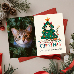 Funny Merry Meowy Christmas  Photo  Card