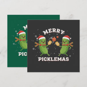Funny Merry Picklemas Cute Christmas Pickleball Invitation
