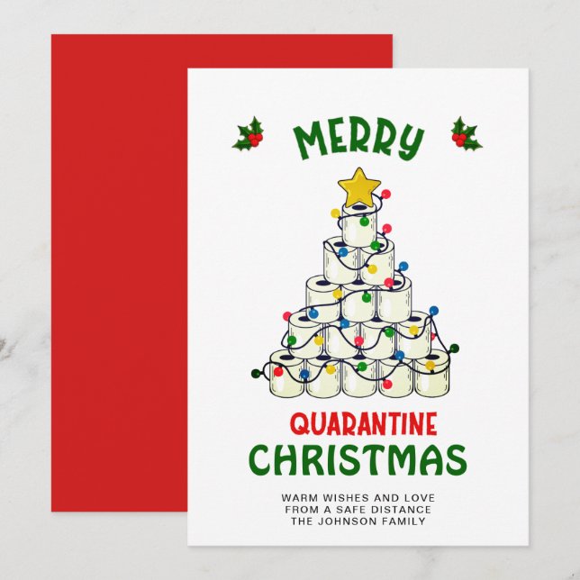 Funny Merry Quarantine Christmas Greeting Holiday Card (Front/Back)