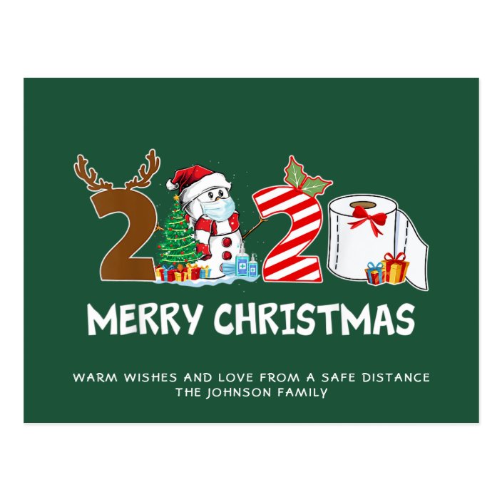 Funny Merry Quarantine Christmas Greeting Holiday Postcard