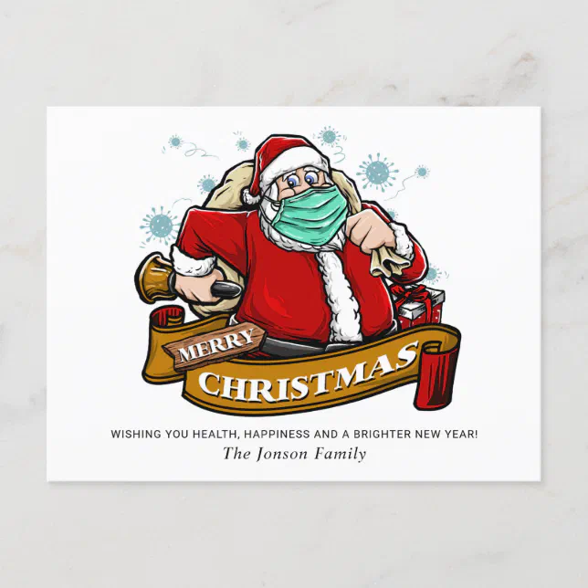 Funny Merry Quarantine Christmas Greeting Holiday Postcard Zazzle