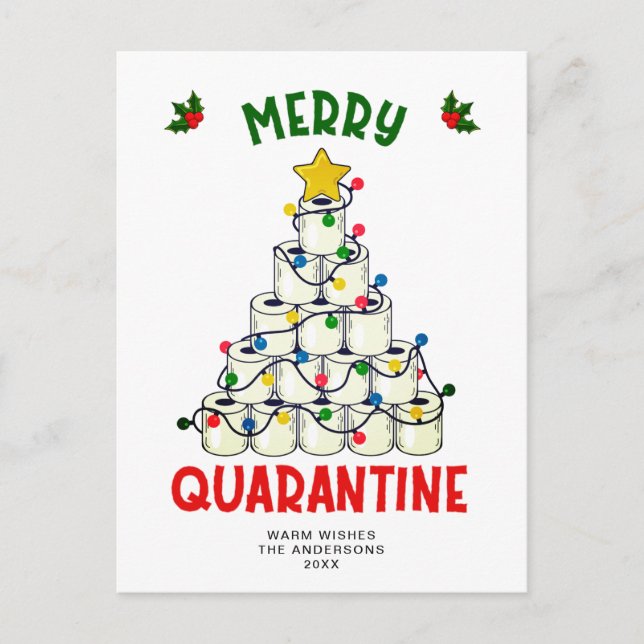 Funny Merry Quarantine Christmas Greeting Holiday Postcard (Front)