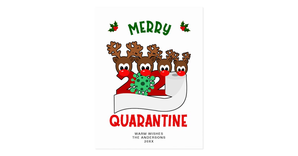 Funny Merry Quarantine Christmas Greeting Holiday Postcard