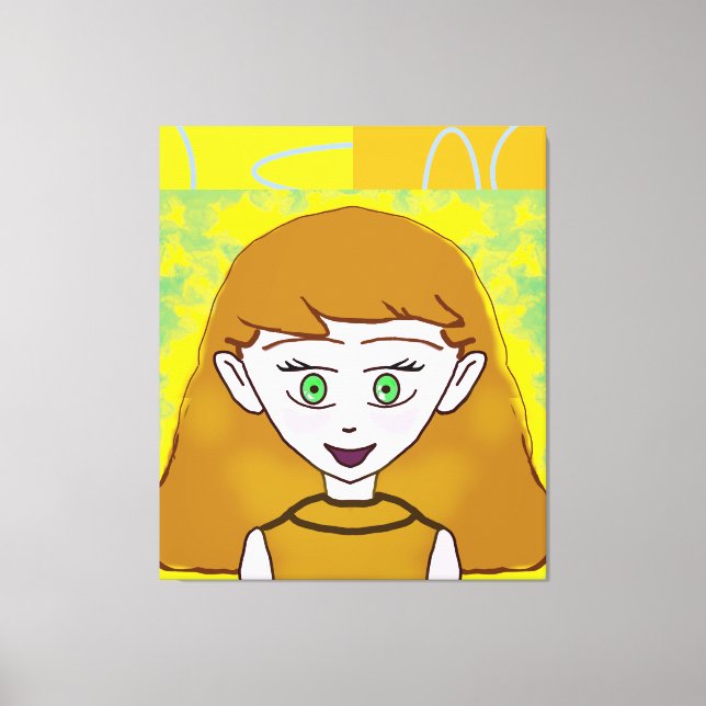 Funny Merry Retro Yellow Orange Geometric Canvas Print (Front)