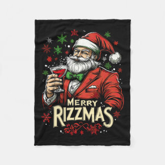 Funny Merry Rizzmas Santa Christmas  Fleece Blanket