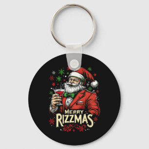 Funny Merry Rizzmas Santa Christmas Keychain