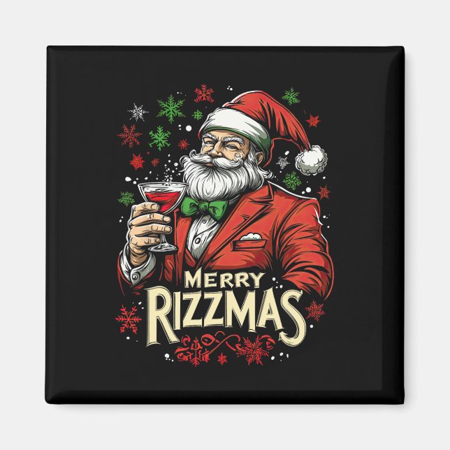Funny Merry Rizzmas Santa Christmas  Magnet (Front)