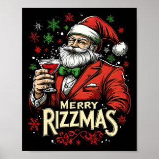 Funny Merry Rizzmas Santa Christmas  Poster