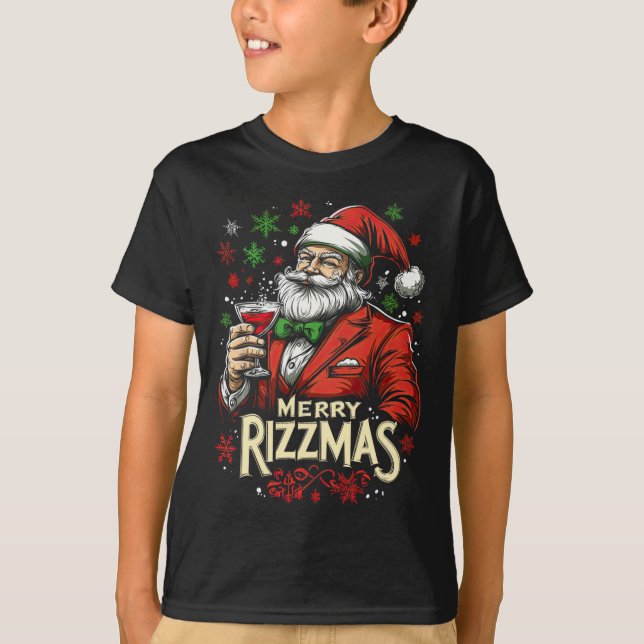 Funny Merry Rizzmas Santa Christmas  T-Shirt (Front)