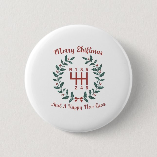 Funny Merry Shiftmas And A Happy New Quote Mechani Button (Front)