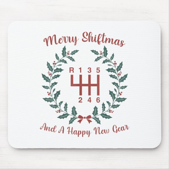 Funny Merry Shiftmas And A Happy New Quote Mechani Mouse Pad (Front)