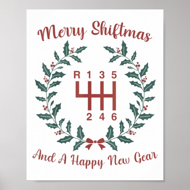 Funny Merry Shiftmas And A Happy New Quote Mechani Poster (Front)