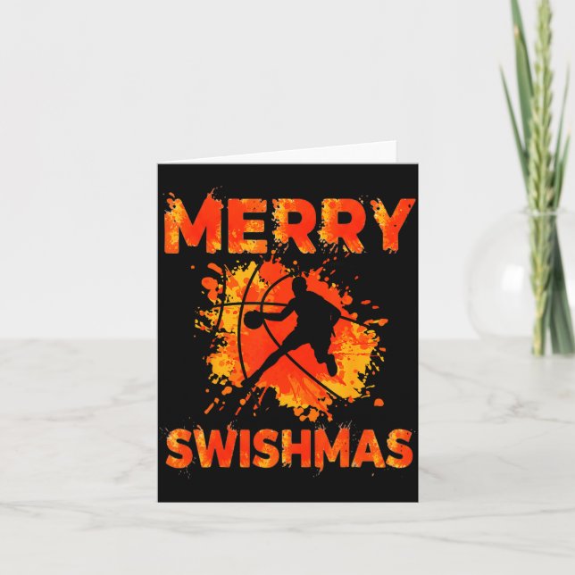 Funny Merry Swishmas Ugly Christmas Basketball Pla Card (Front)