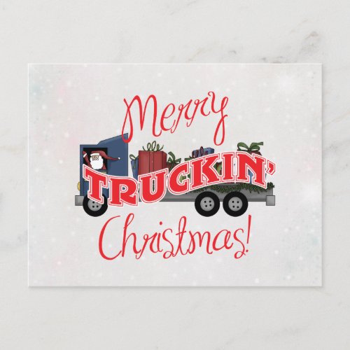 Funny Merry Truckin Christmas Holiday Postcard